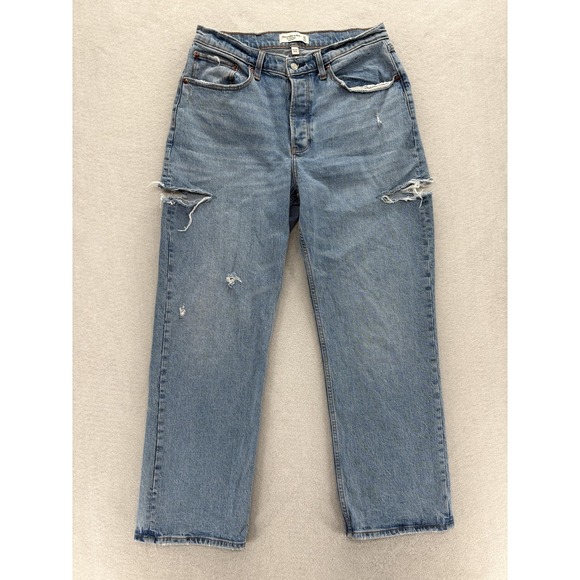 Abercrombie & Fitch Denim - Abercrombie & Fitch 90s Baggy Straight Jeans Womens 10 Blue Low Rise Curve Love